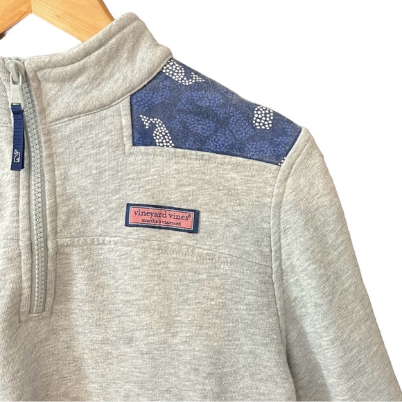 Vineyard Vines Girls Gray Polka Dot Blue Whale Shoulder Shep Shirt 14 - Picture 3 of 4